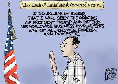 Political Cartoon U.S. Enlistment Trump 2017