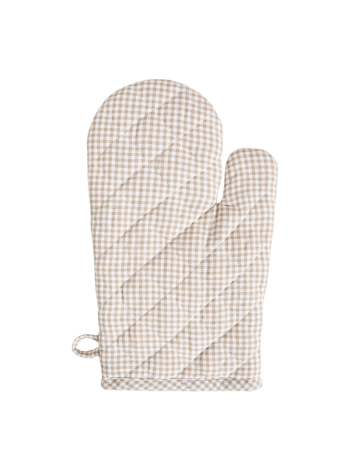 Gingham Oven Mitt - Beige