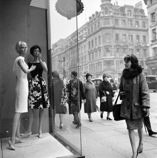 Window shopping in Oxford Street, London, 1960