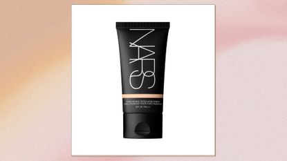 Collage image featuring a product shot of the NARS Tinted Moisturiser