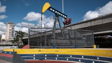 Oil rig monument in Venezuela