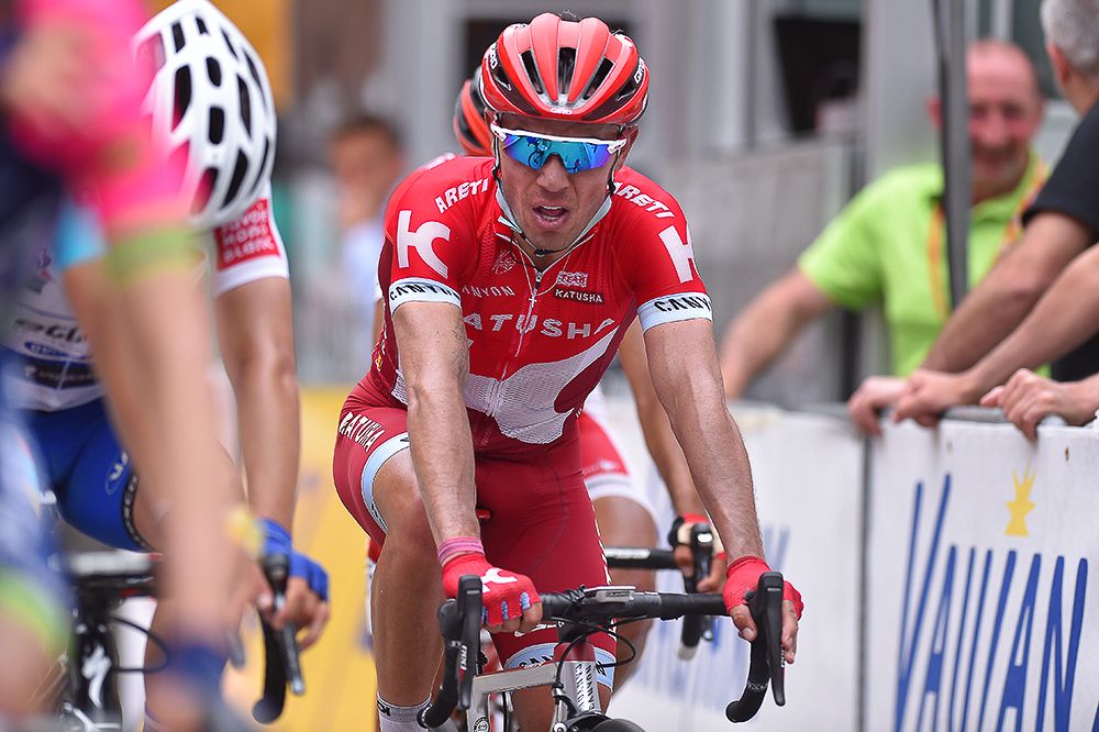 Joaquim Rodriguez (Katusha) at the finish of stage 5 at the Criterium du Dauphine