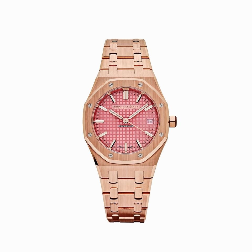 Audemars Piguet Royal Oak with a pink dial worn by Rihanna