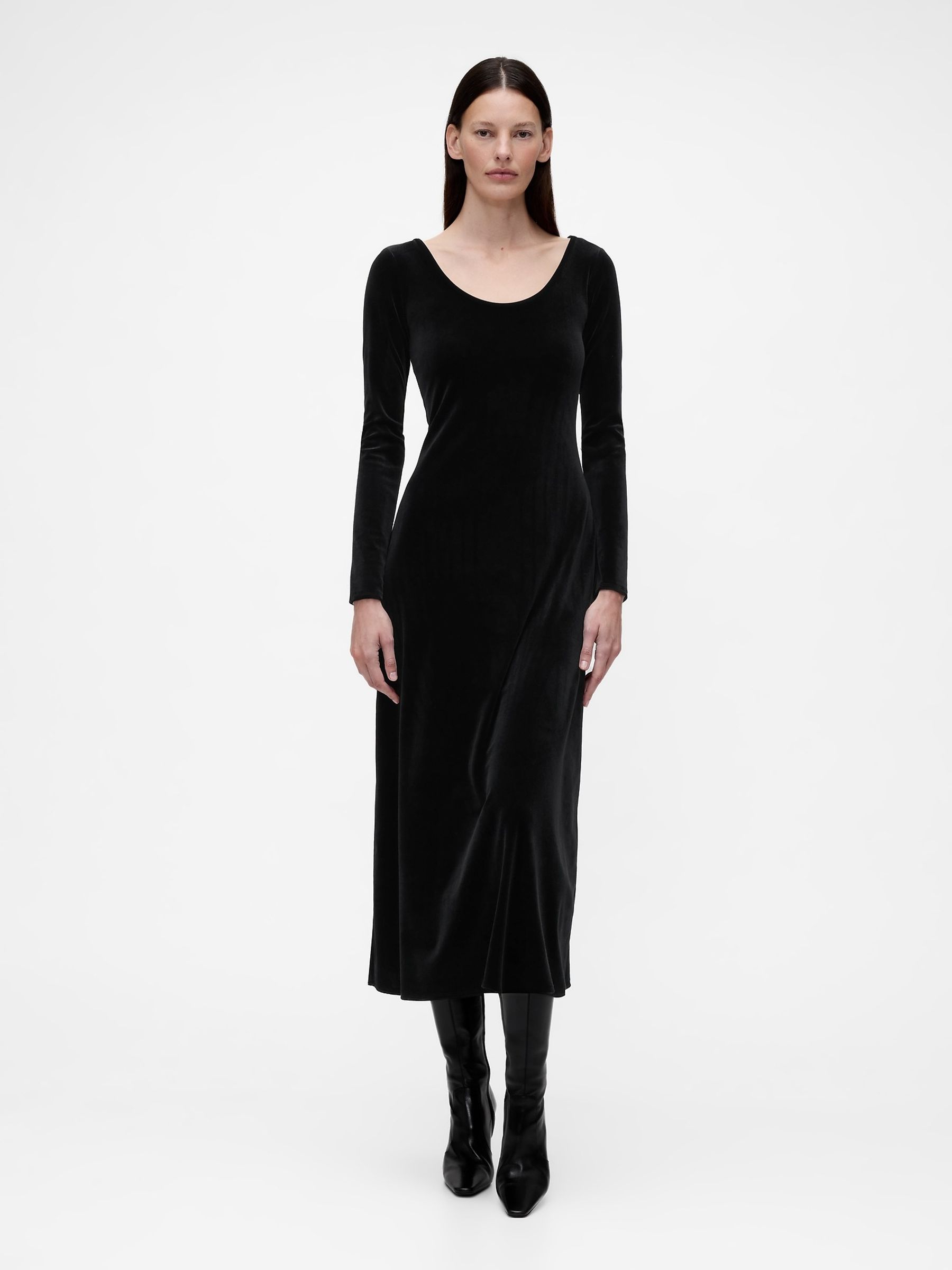 Gapstudio Black Velvet Midi Dress