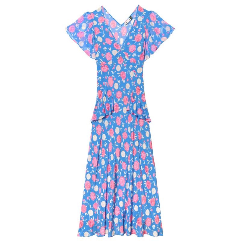 RIXO blue floral maxi dress