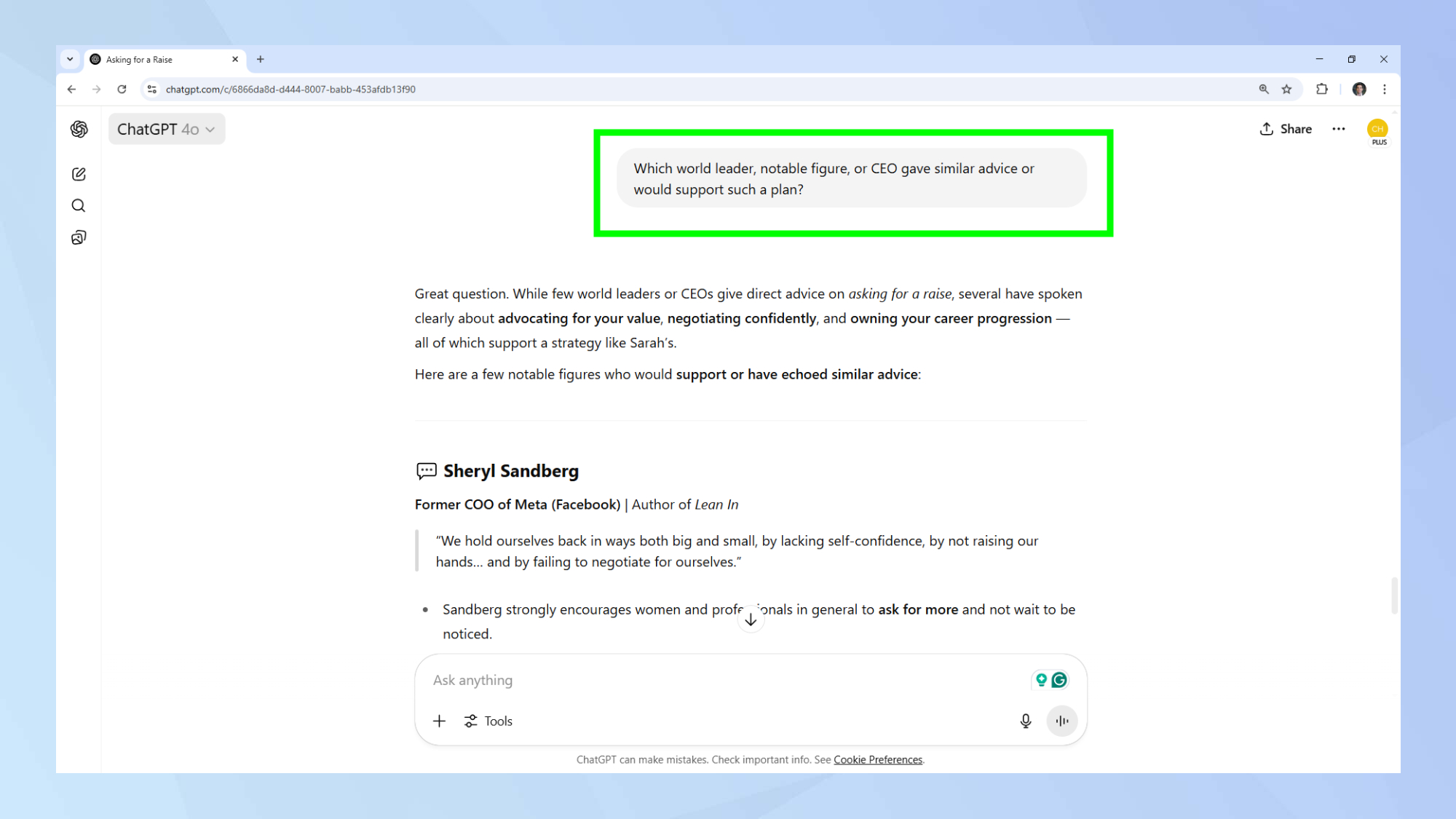 ChatGPT CEO advice prompt