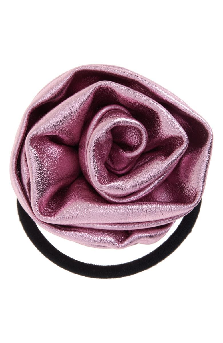 Corsage Metallic Leather Ponytail Holder