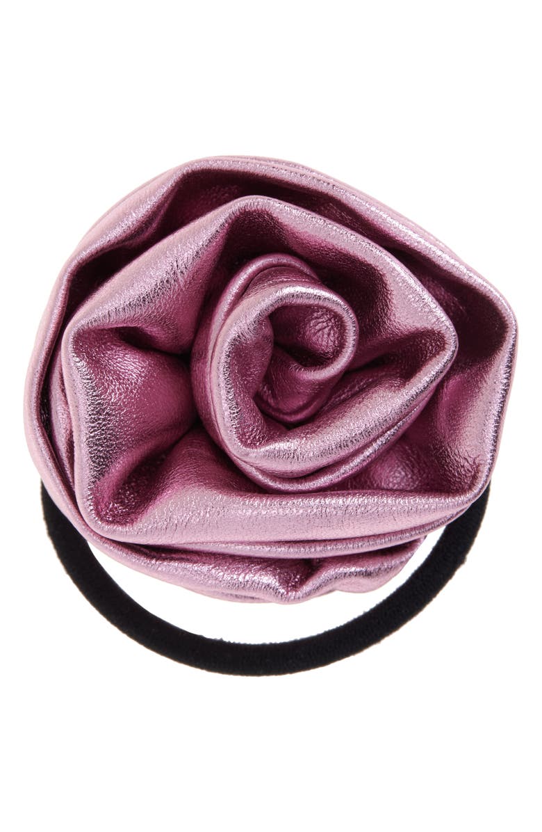 Corsage Metallic Leather Ponytail Holder