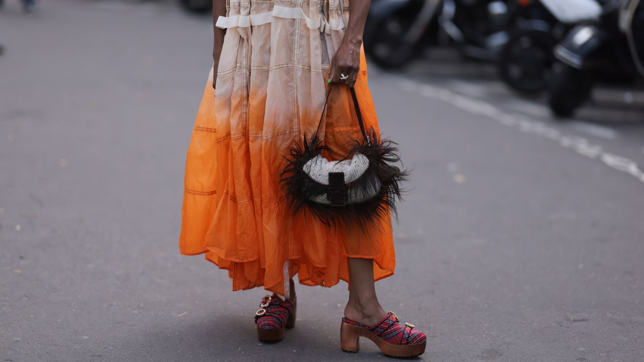 A woman wears a linen skirt