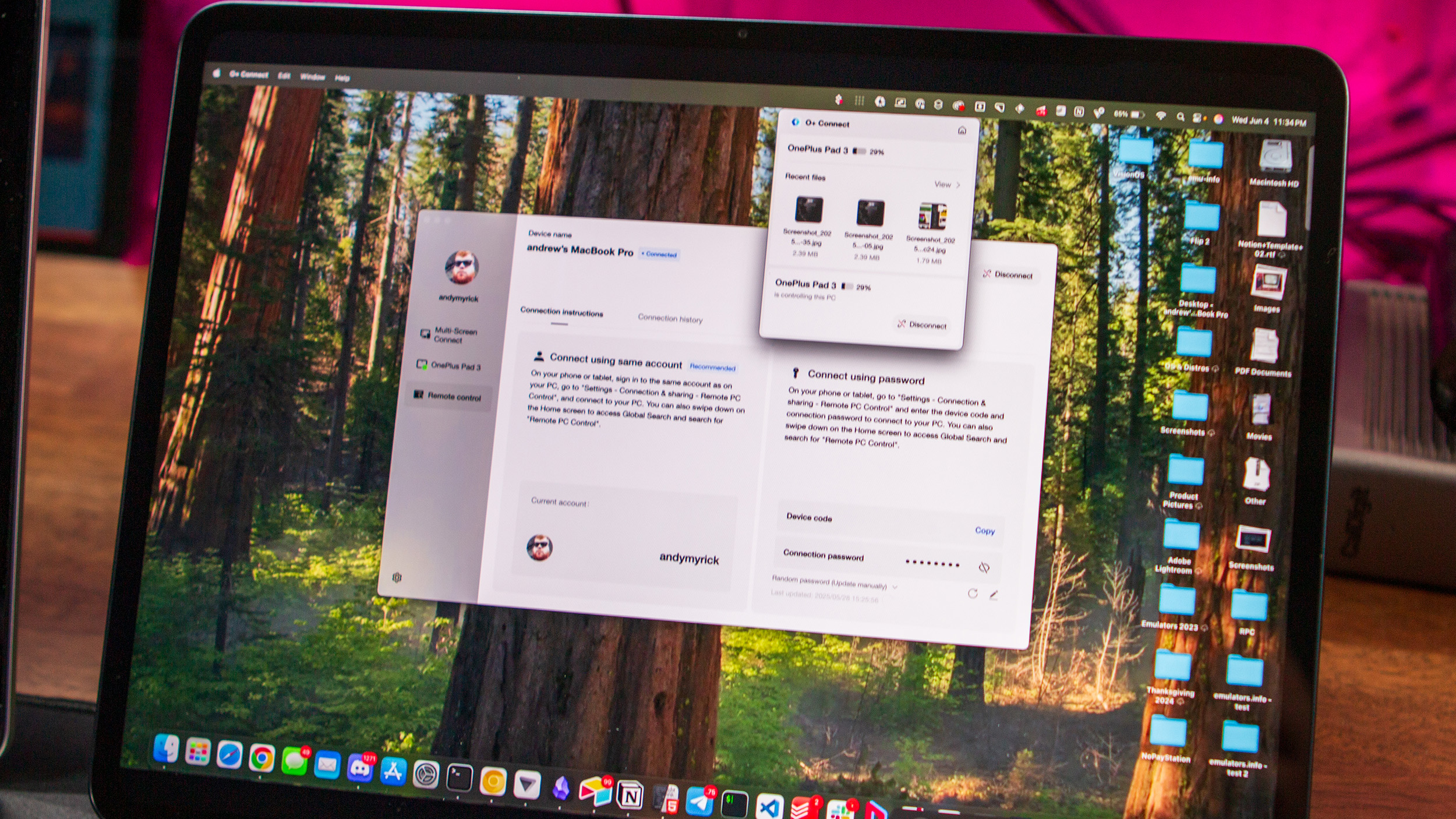 macOS Running on OnePlus Pad 3 via O+ Connect