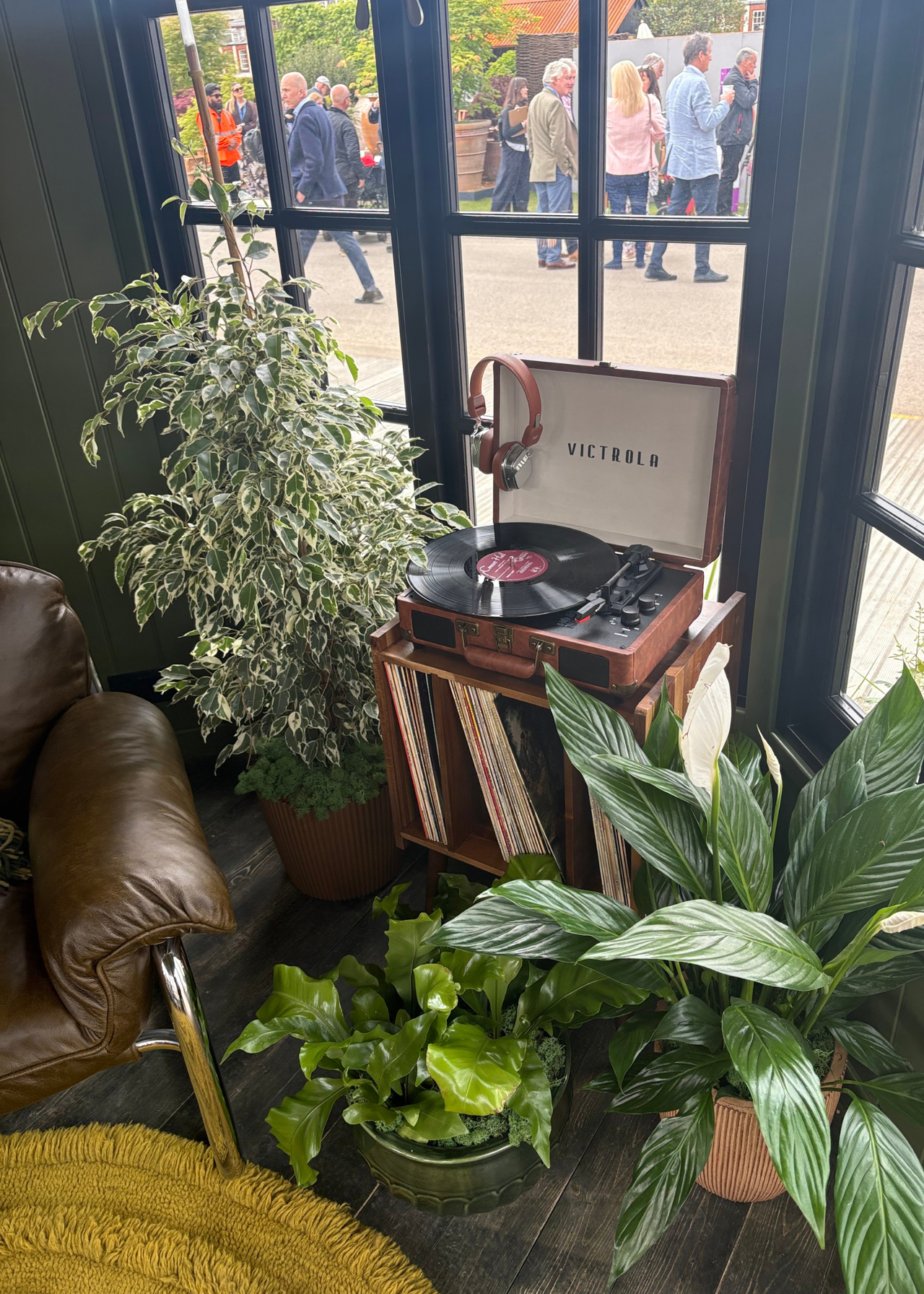 An outdoor listening shed at the Chelsea Flower Show 2026