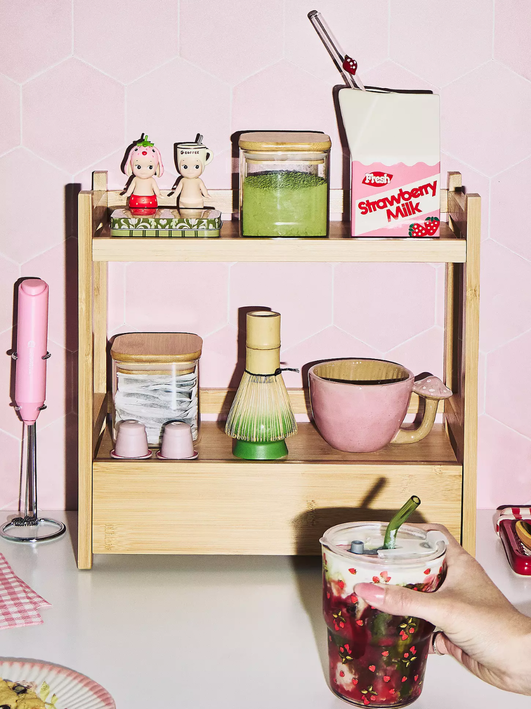 A two-tier matcha station from Urban Outfitters with a pull-out drawer