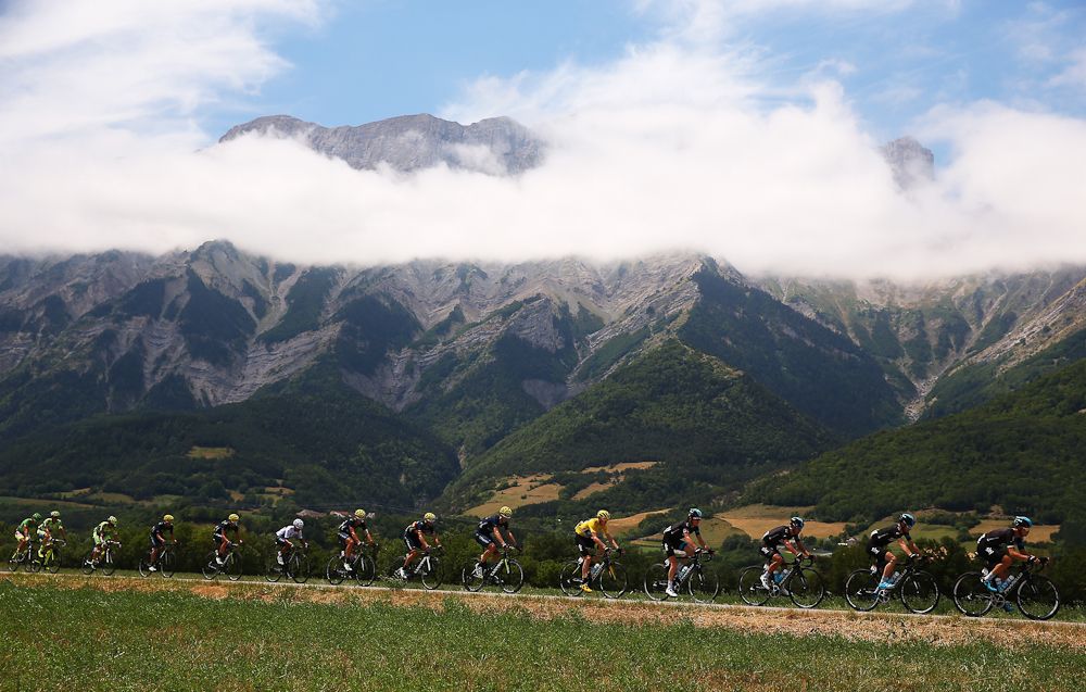 Clouds linger among the Alps during stage 18.