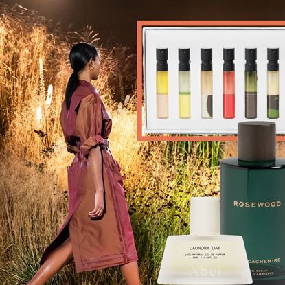 woman walking toward fragrance discovery set