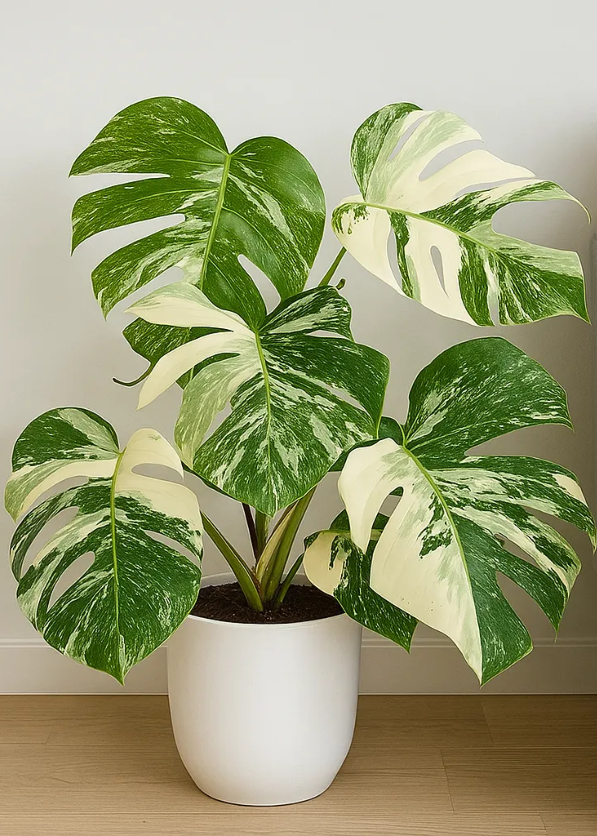 A potted monster albo in a white pot