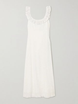 Patsy Lace-Trimmed Pleated Broderie Anglaise Cotton Midi Dress
