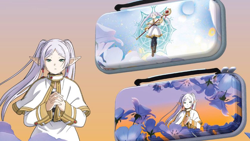 Image of a close-up of the Switch EVA cases featuring art from Frieren: Beyond Journey&#039;s End.