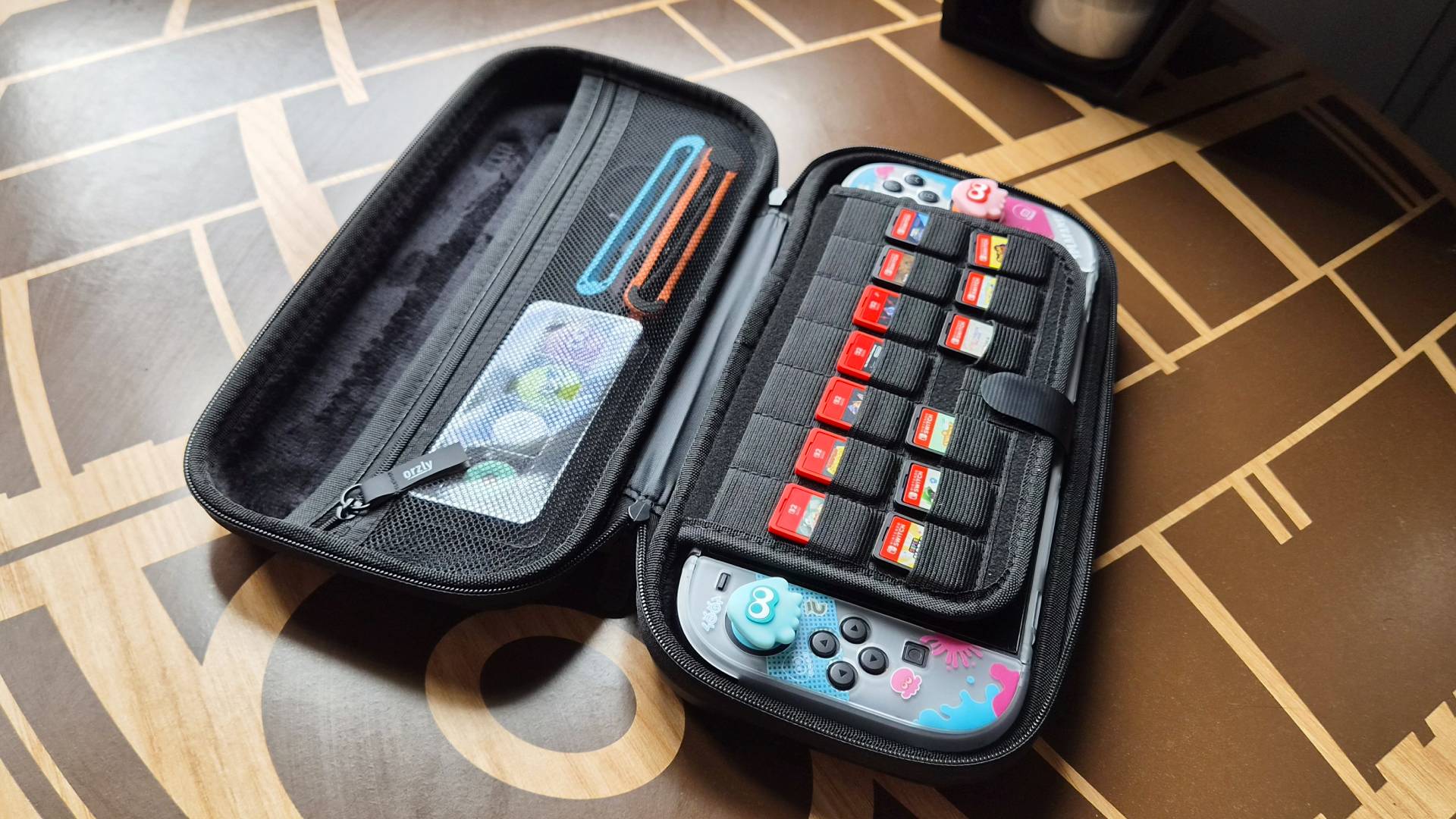 Photo of the inside of the Orzly Carrying Case for Nintendo Switch 2.
