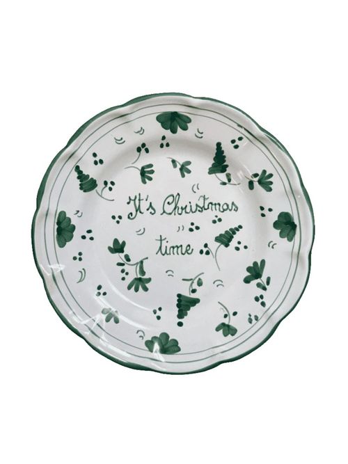 20cm Plate It's Christmas Time - Green