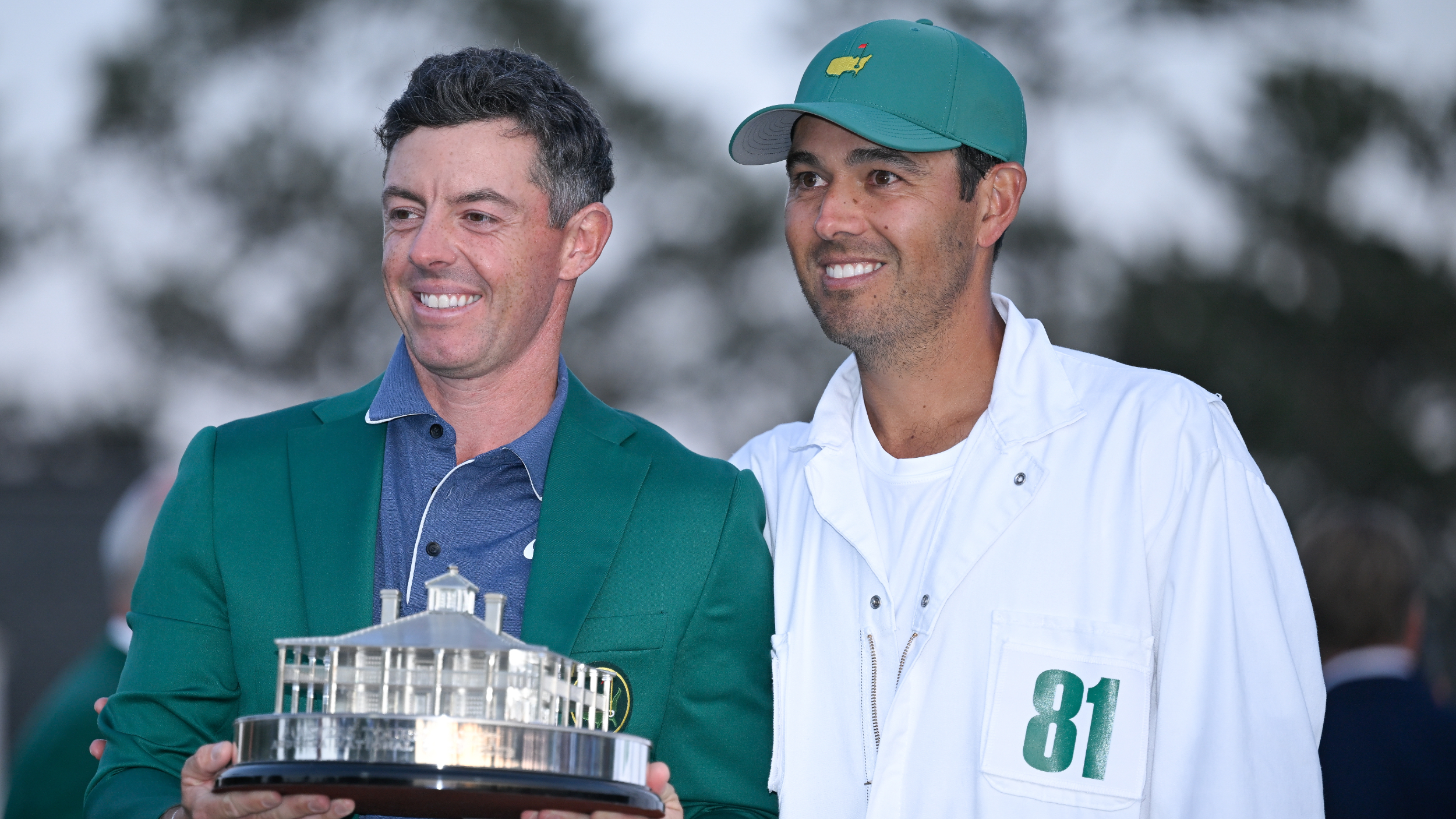 Rory McIlroy and Harry Diamond with The Masters trophy