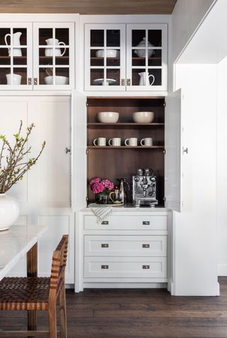 a coffee bar in a kitchen