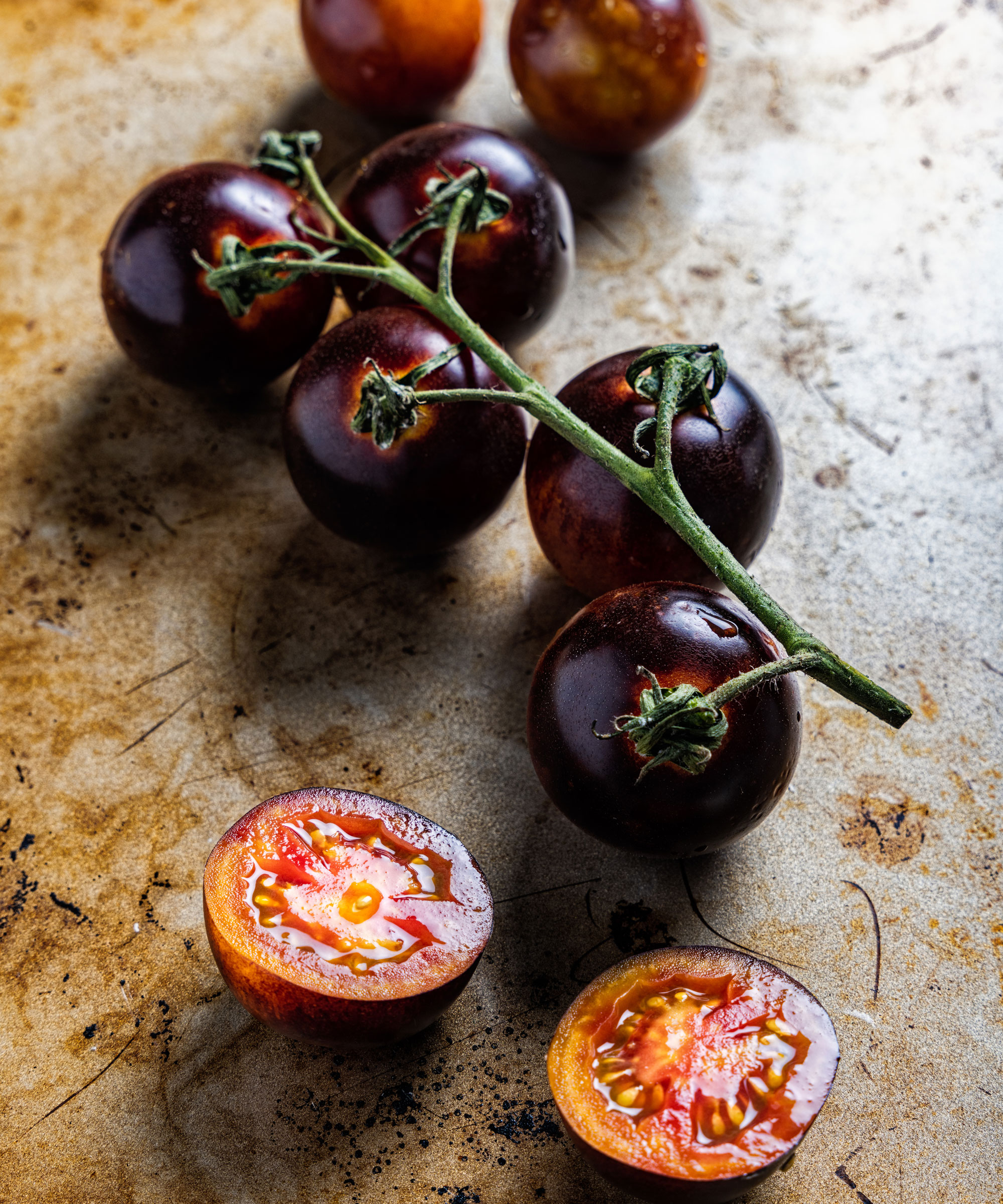 tomato black cherry variety at harvest