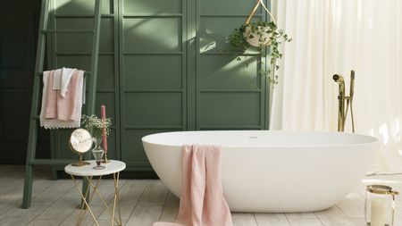 green panelled bathroom