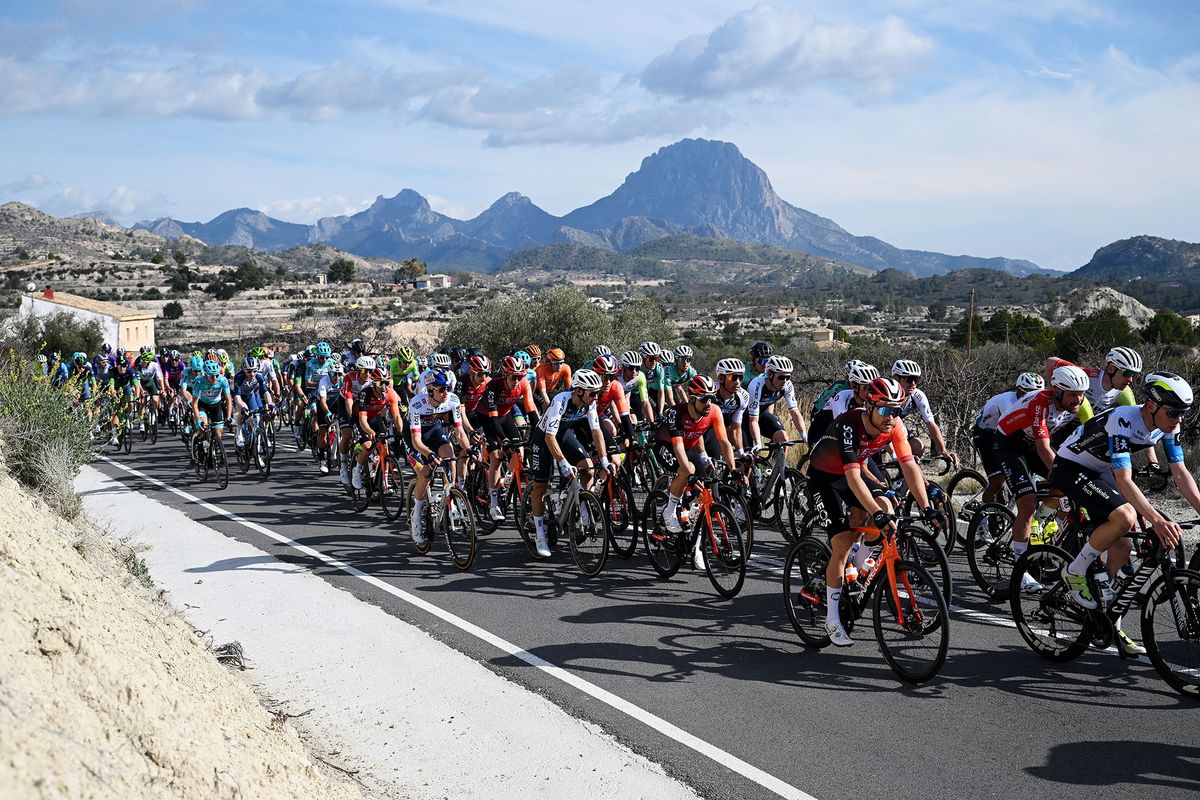 The peloton on stage 2 of the Volta a Valenciana 2025