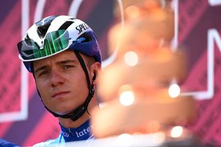 VERONA ITALY MAY 21 Remco Evenepoel of Belgium and Team Deceuninck QuickStep at start during the 104th Giro dItalia 2021 Stage 13 a 198km stage from Ravenna to Verona girodiitalia Giro UCIworldtour on May 21 2021 in Verona Italy Photo by Stuart FranklinGetty Images
