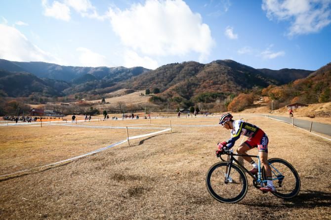 Takenouchi on the flat section of the course
