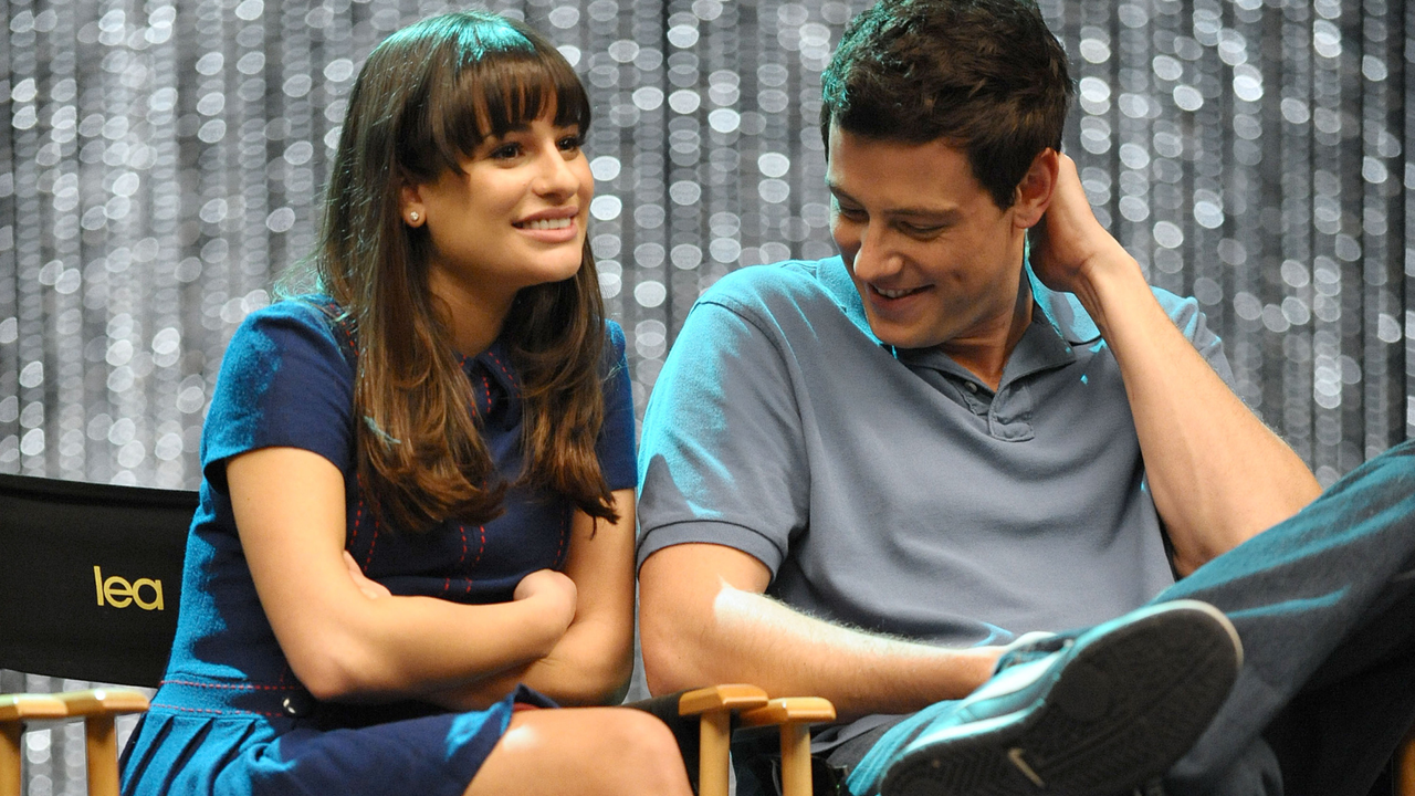 Actress Lea Michele and actor Cory Monteith attend the &#039;GLEE&#039; 300th musical performance special taping at Paramount Studios on October 26, 2011 in Hollywood, California.