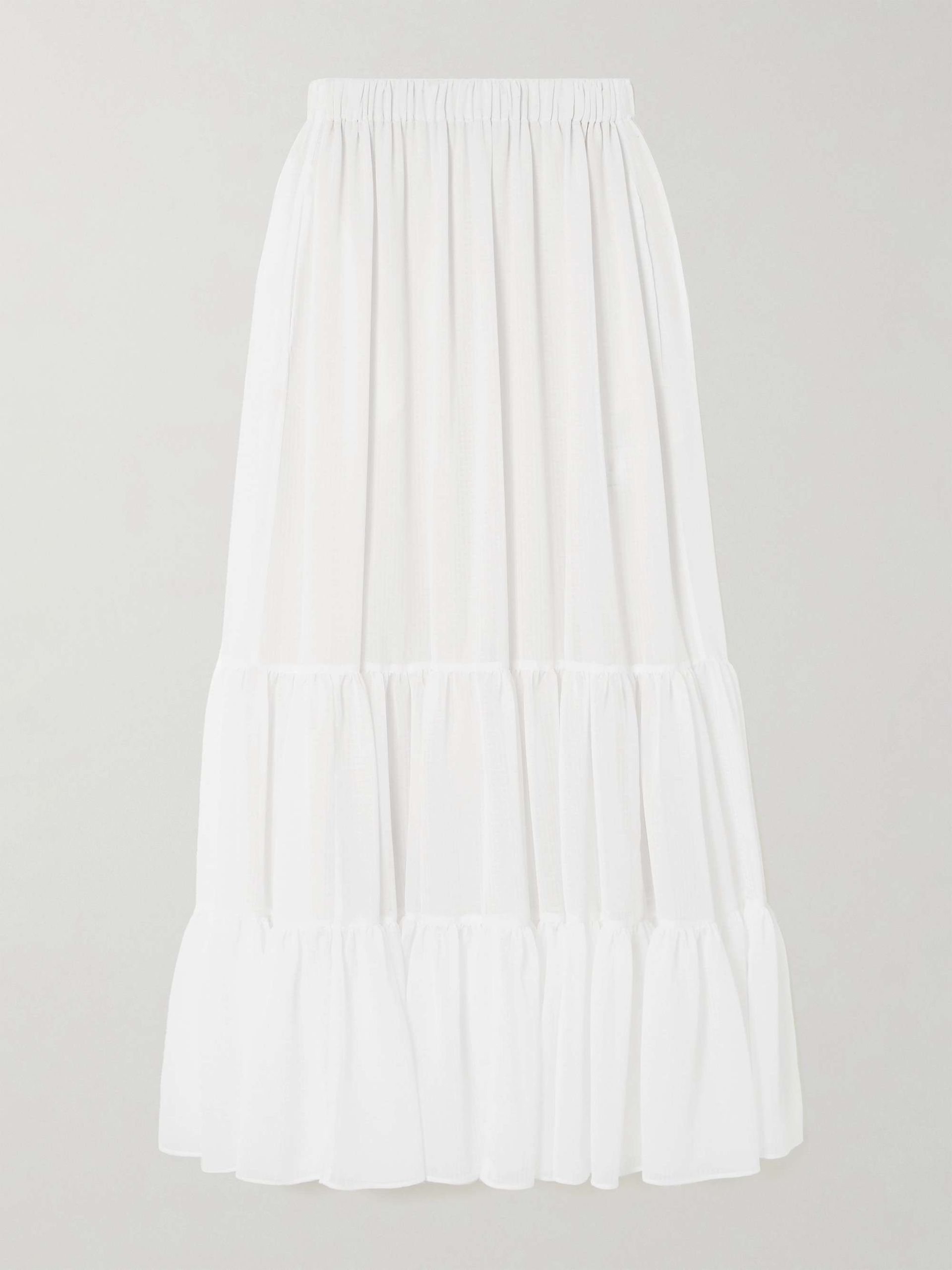 Tiered Jacquard Maxi Skirt