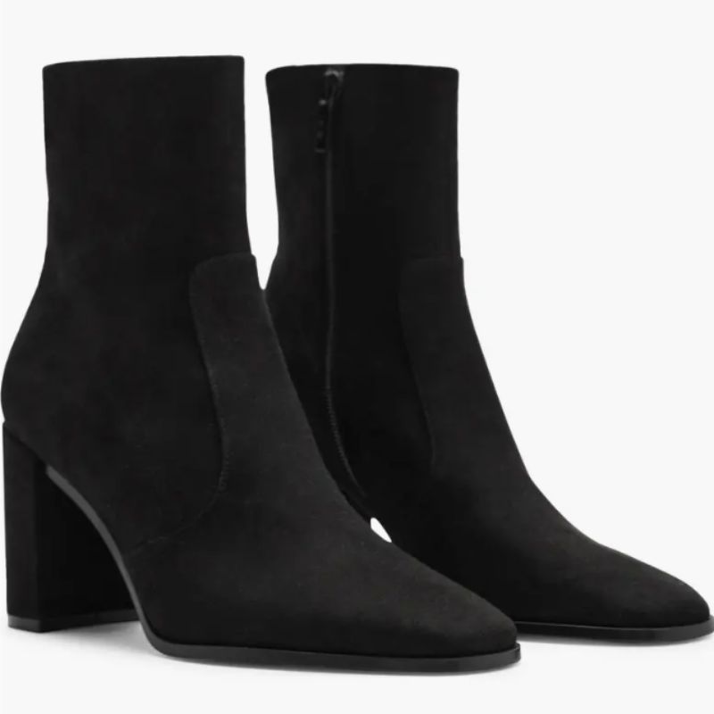 black faux-suede ankle boots
