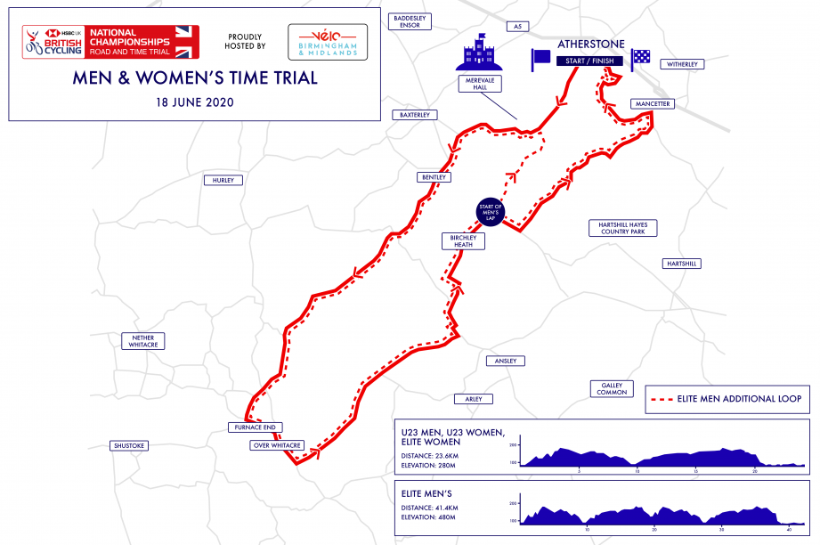 Men&#039;s and women&#039;s British National Championships individual time trial route