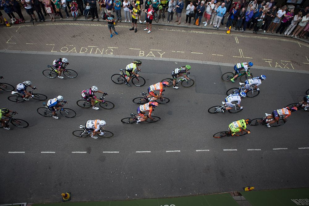 The peloton rides through Beccles during the Aviva Women's Tour 2016 - Stage 1