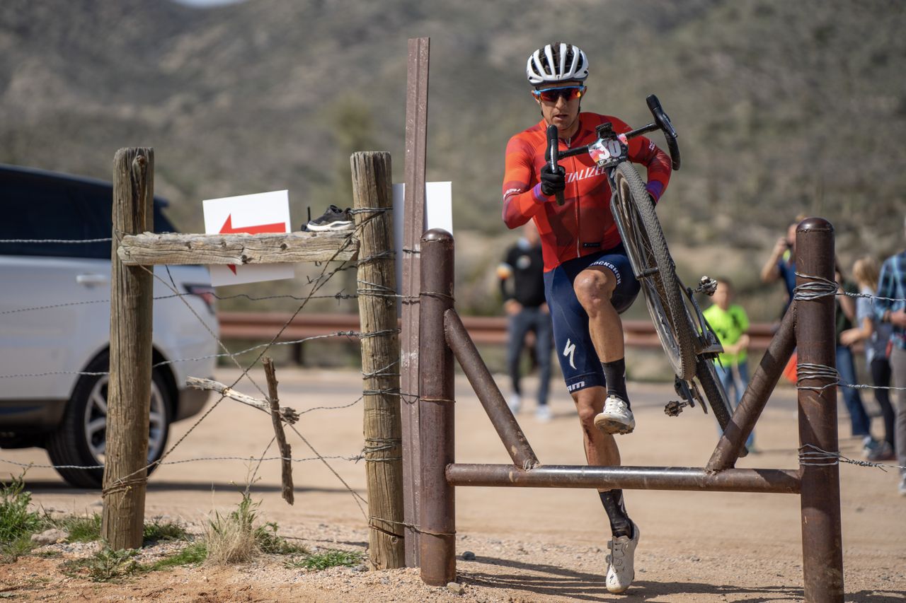 Howard Grotts racing in the lead group for more than 100 miles