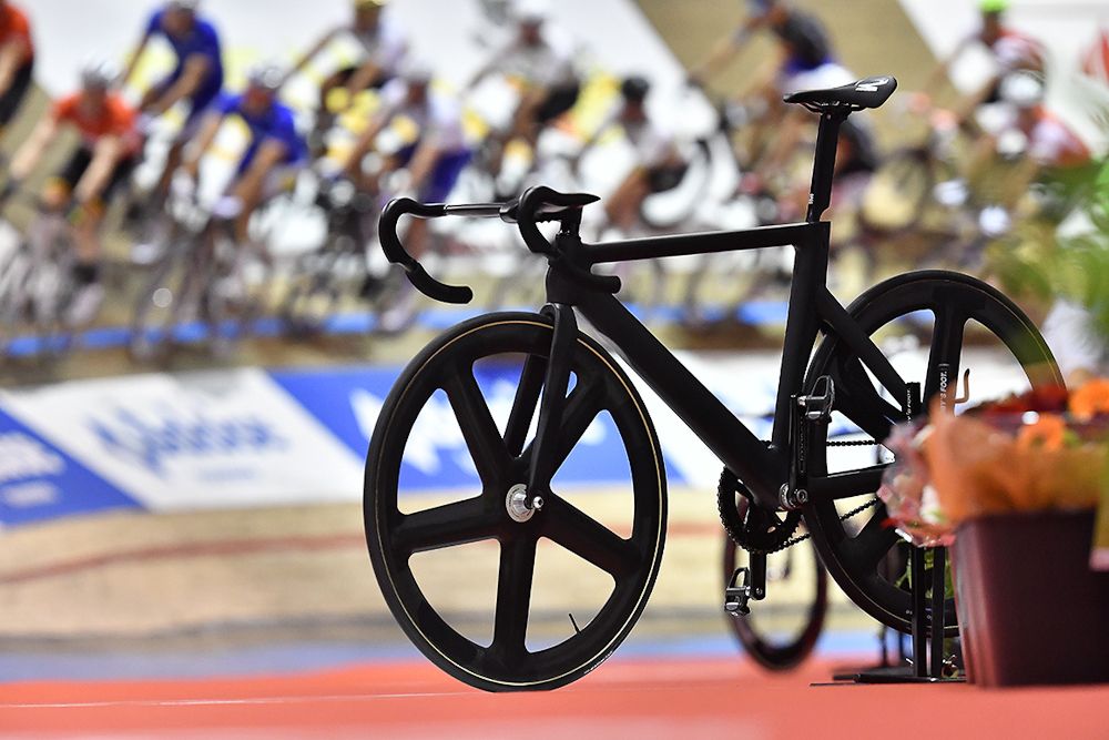 A bike awaits competition at the Gent Six Day
