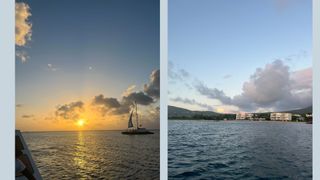 Views of the Nevis coastline and Caribbean sea