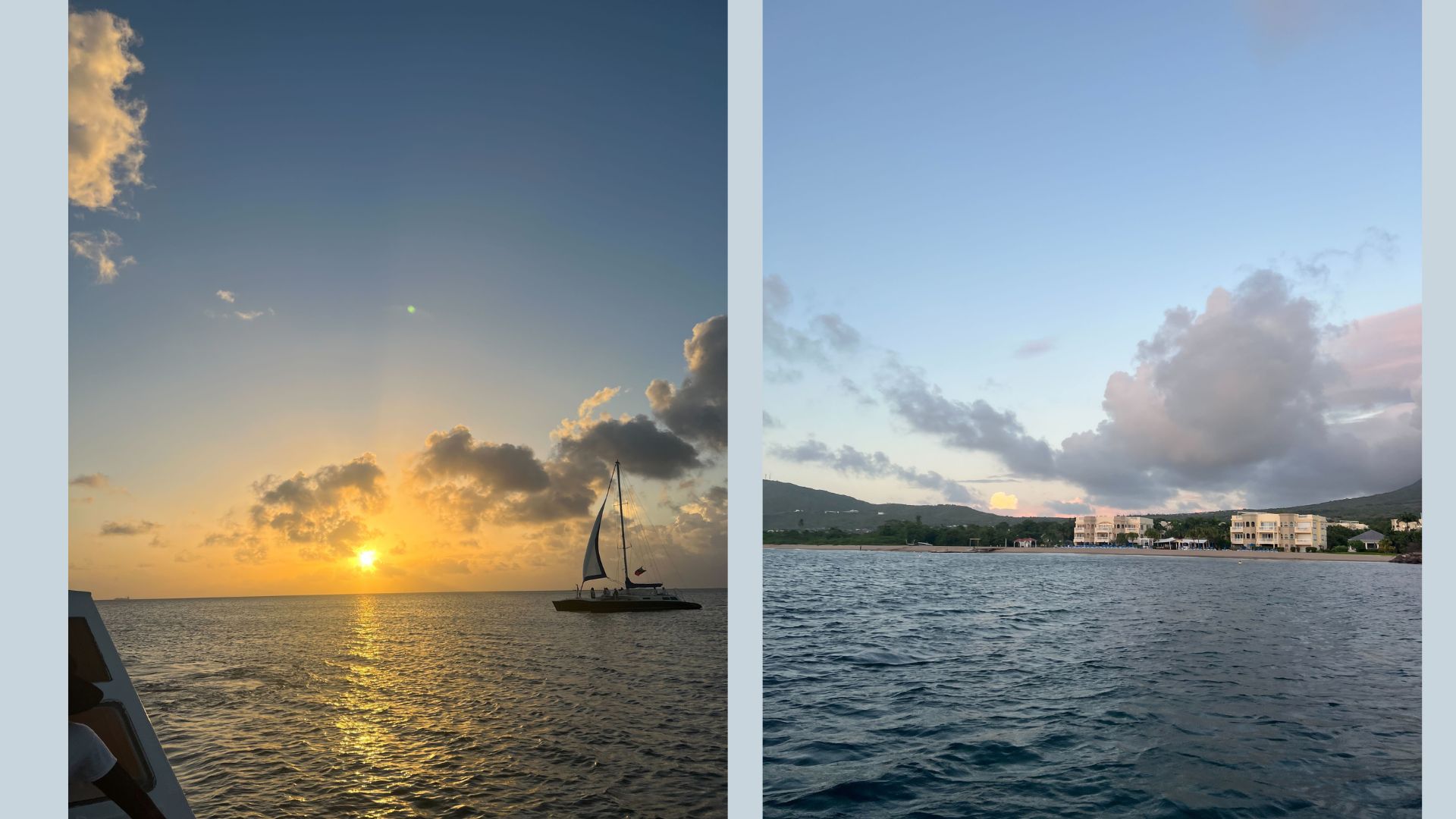 Views of the Nevis coastline and Caribbean sea