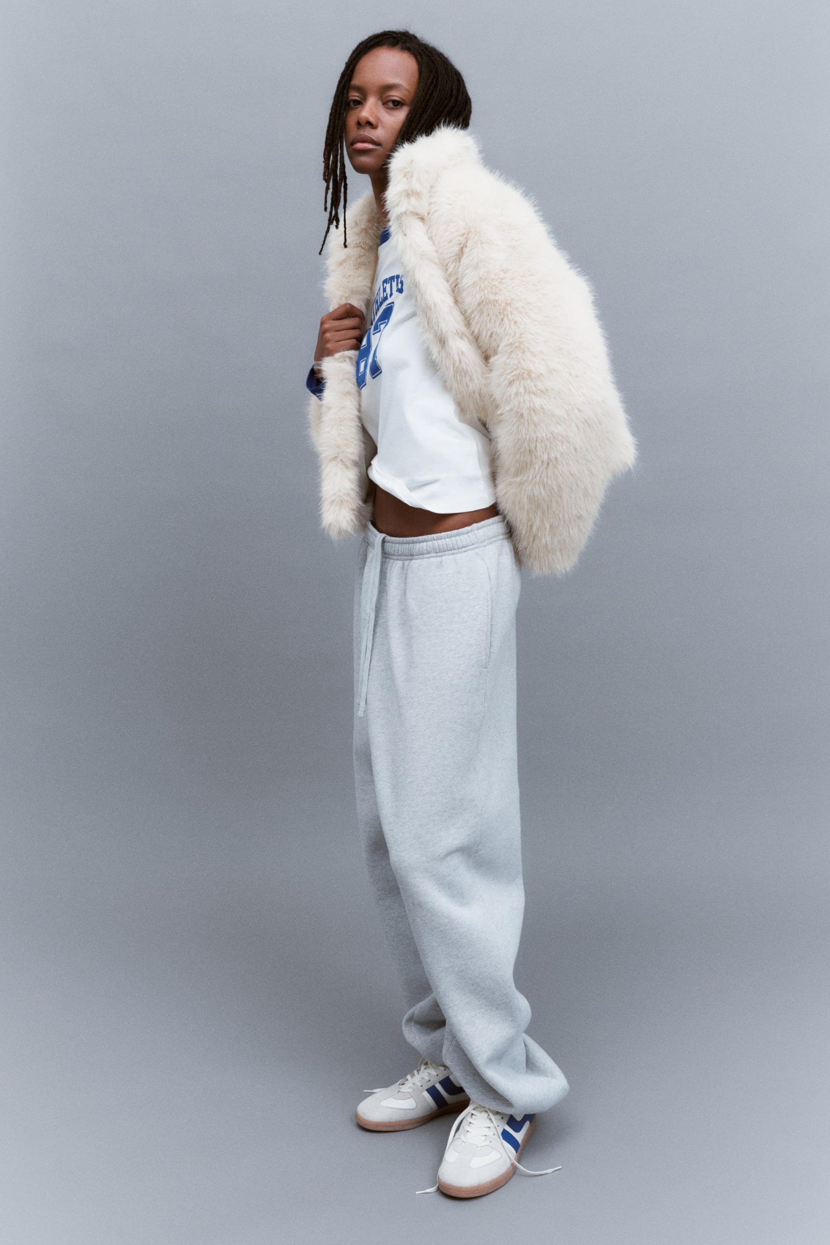 Fluffy Jacket With Funnel Collar