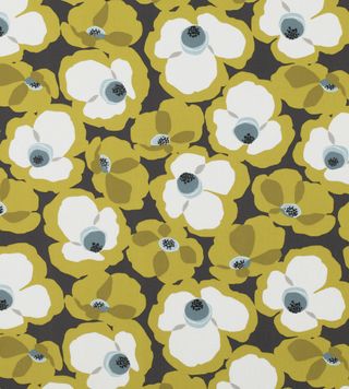 Yellow, white and grey poppies wallpaper