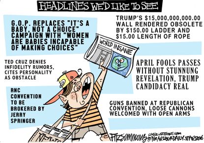 Political Cartoon U.S. Decision 2016 Headlines