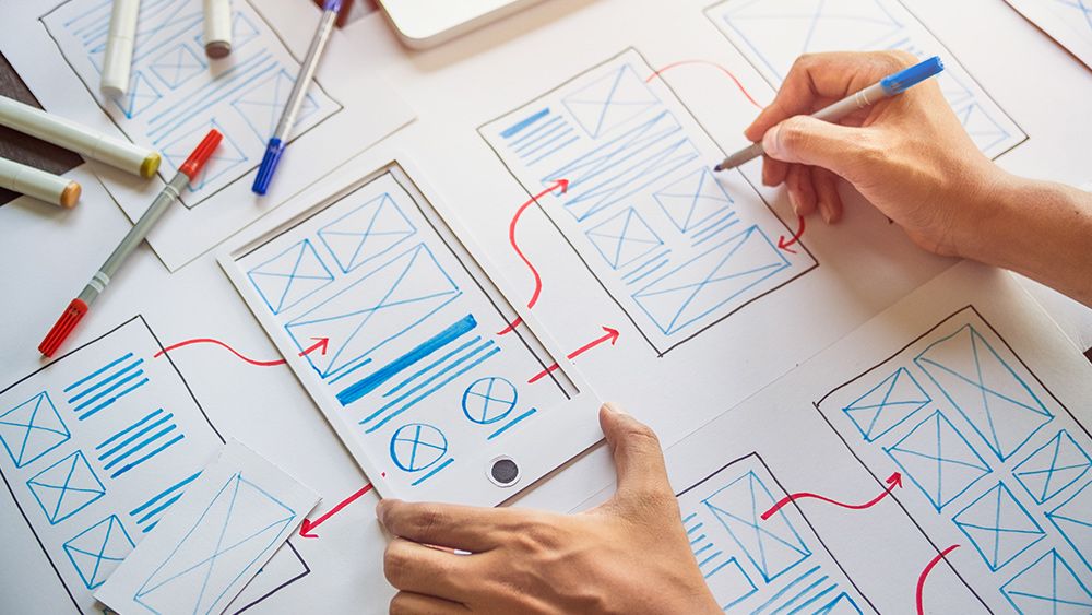 A designer maps out a UX UI flow