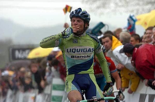 Thank you! Di Luca blows a kiss as he wins