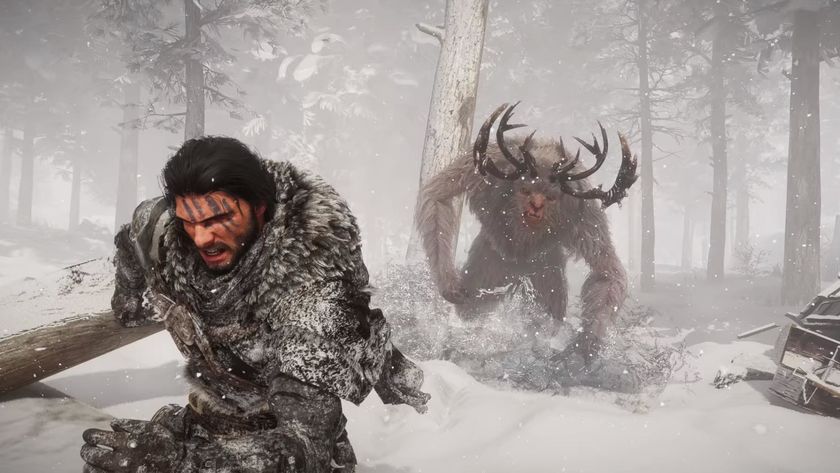 Macduff running from a monster during the upcoming PS5 game, Crimson Desert. 