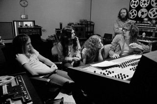 Ronnie Van Zant, Gary Rossington and Allen Collins with Al Kooper during the recording of Pronounced Leh-Nerd Skin-Nerd