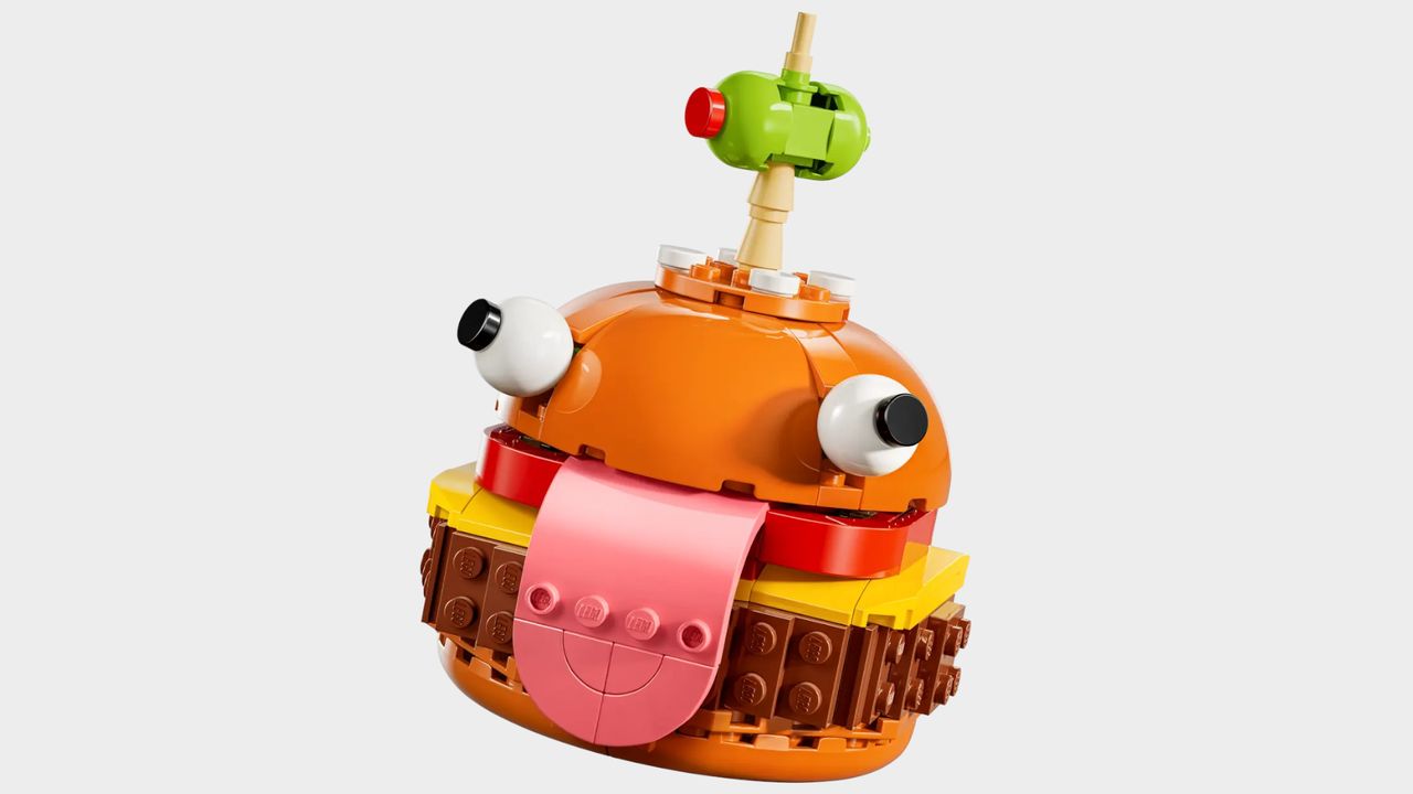 Lego Durrr Burger on a plain background