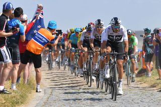 Geraint Thomas of Great Britain and Team Sky / during the 105th Tour de France 2018, Stage 9 a 156,5 stage from Arras Citadelle to Roubaix on July 15, 2018 in Roubaix, France. (Photo by Tim de Waele/Getty Images)