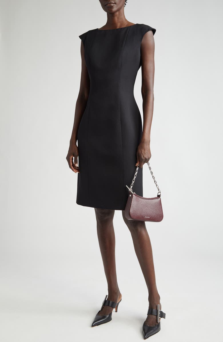 Cap Sleeve Wool Twill Dress