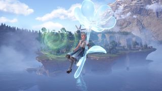 The screenshot shows the player gliding through magical rings in mid-air in Infinit Nikki